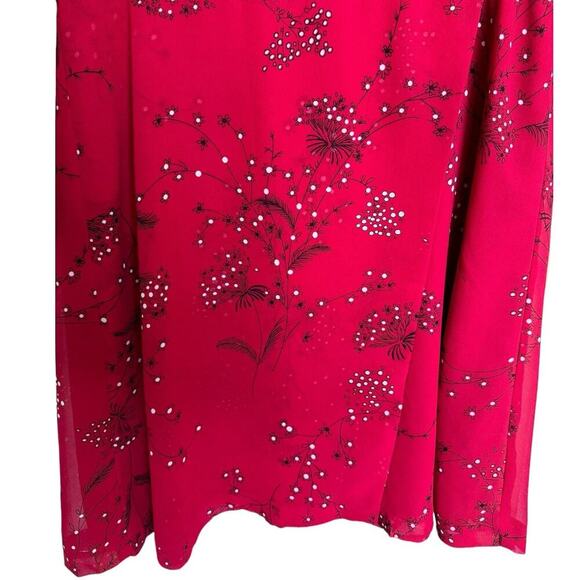 Madewell Hazelwood Wrap Front Dress Mini Long Sleeve Windswept Floral Red Size 8 - Picture 4 of 9